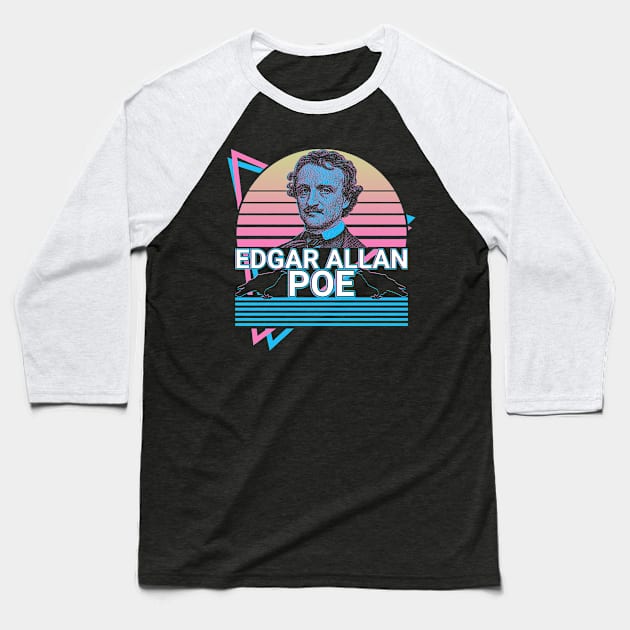 Edgar Allan Poe Vaporwave Aesthetic Retro Gift Baseball T-Shirt by Alex21